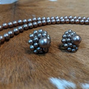 Vintage necklace and earrings.  faux pearls